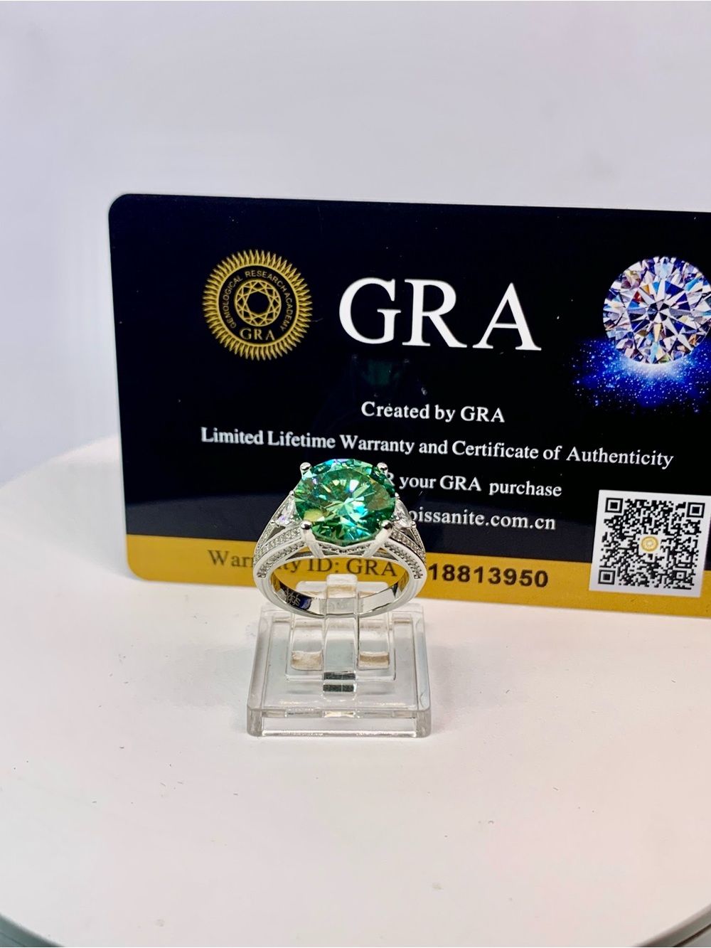 Green Blue Vintage Solitaire Moissanite Ring Women Jewelry 5 Ct 925 Silver GRA - Picture 3 of 11